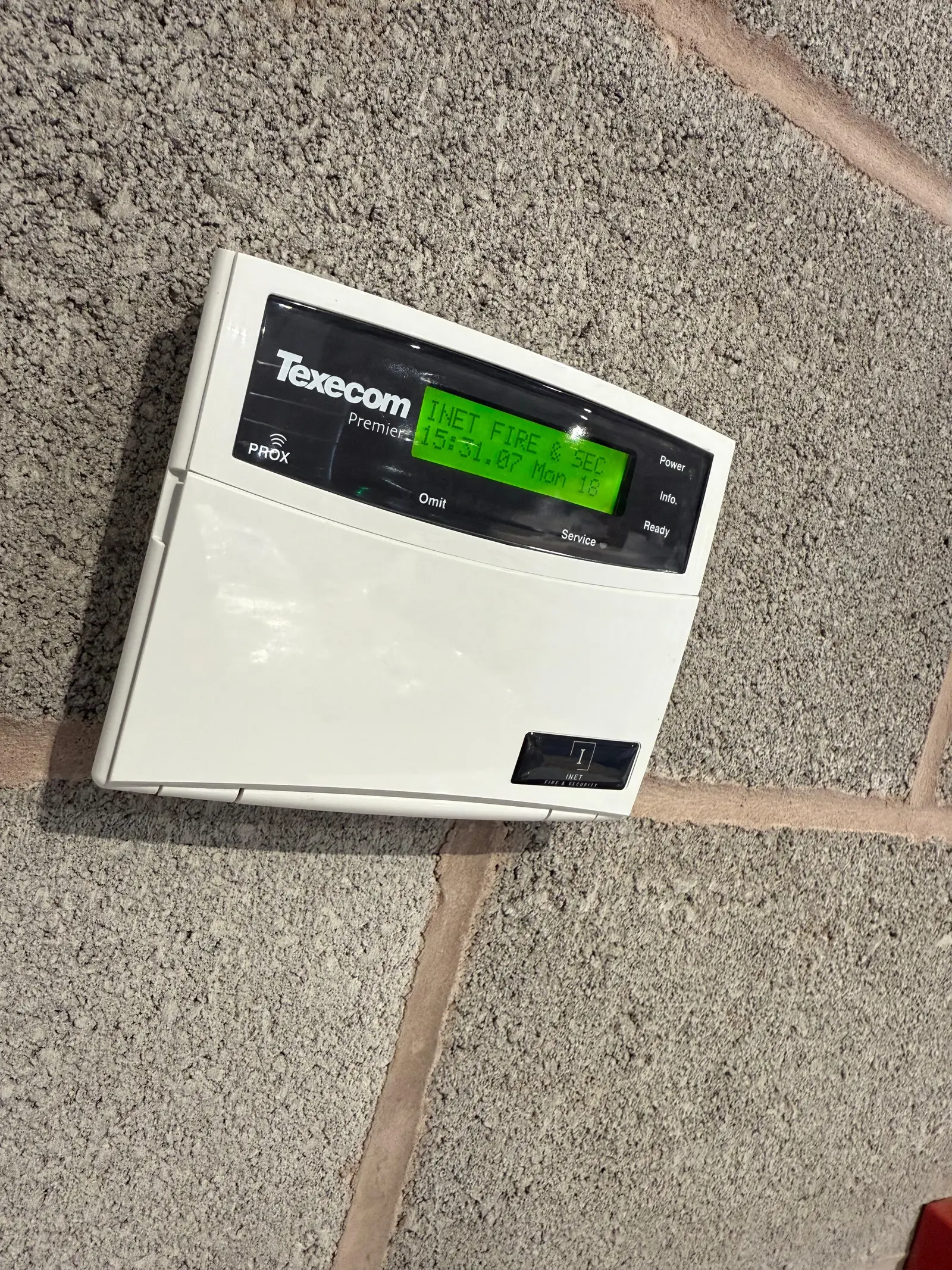 Texecom intruder alarm keypad installed by INET Fire & Security