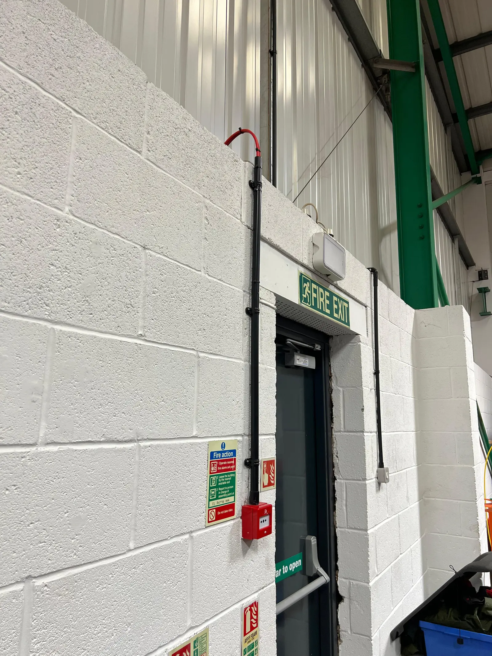 Fire alarm installation in progress