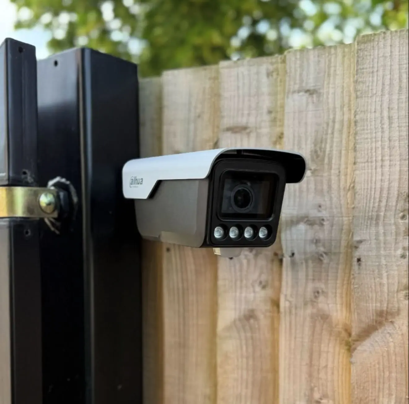 ANPR camera mounted on a garden fence